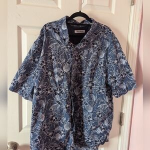 Tommy Bahama Dark Blue Navy Men's Floral Hawaiian Shirt XL